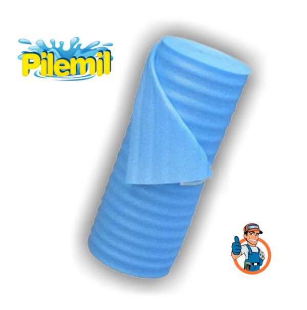 aislante protector, goma espuma celeste, 1 m de ancho, rollo de 20mts, marca pilemil
